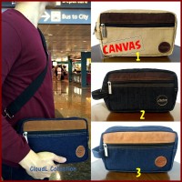Jual Tas Dopp Pouch Kit Clutch Bag Denim Canvas Navy Black Cream Lomberg Murah