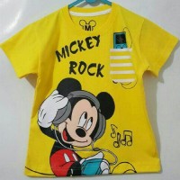 Jual KAOS ANAK SIZE 1-6 MICKEY MOUSE ROCK KUNING|KAOS ANAK KARAKTER LAKI Murah