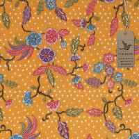 Kain Batik Motif Cantik 3 Bunga Warna Dasar (Kuning) Harga Grosir