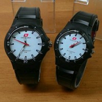 JAM TANGAN SPORT COUPLE SWISS ARMY MILITER STRAP RUBBER Limited