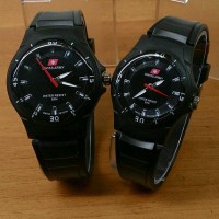 JAM TANGAN SPORT COUPLE SWISS ARMY MILITER STRAP RUBBER Diskon
