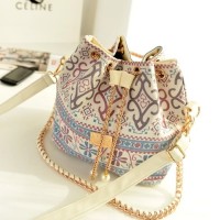 Jual Tas Import Wanita 23502 Serut Selempang Shoulder Bag Flower Etnik Murah