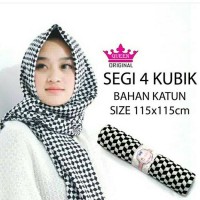 segi 4 kubik / jilbab monokrom / square pashmina katun monokrom