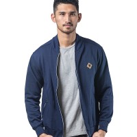 Jual JAKET BOMBER Catton Flecee Polos Navy Pria Wanita Murah