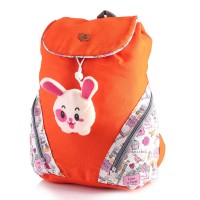 Jual Tas Ransel Anak SD Sekolah Perempuan / Backpack Cewek Orange Canvas Murah