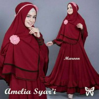 Baju muslim syari amelia maroon/stelan muslim murah/gamis grosir