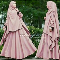 Baju stelan muslim syari elsa new pink sl/baju gamis syari murah