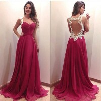Jual Pink Magenta Fuschia Maxi Chiffon Lace Embroidery Party Dress IMPORT Murah