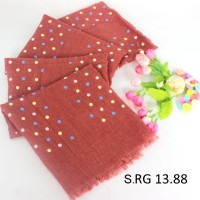 Pashmina Hijab Jilbab Kerudung marun merah bata motif polkadot murah