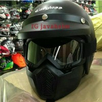 Jual Helm Retro Cargloss + Kacamata Goggle Masker Murah