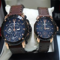 jam tangan expedition e6402 couple leather coklat rose Diskon