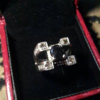 Cincin Palladium Berlian Hitam Kombinasi Berlian Brown