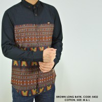 BAJU KEMEJA PANJANG BATIK KOMBINASI POLOS COWOK PRIA