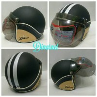 Helm Bogo Retro Semi Kulit Standar SNI Gix Nasa Black Dof