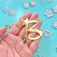 kalung inisial lapis emas motif mahkota jumbo