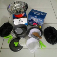Jual Paket Hemat Kompor Mawar Windproof dan Nesting Cooking Set 2 Person Murah