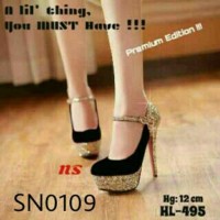 Jual sepatu high heels wanita combi glitter anggun cantik berkualitas Murah