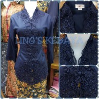 Jual Kebaya Encim Modern Spesial Blue Navy / Biru Dongker Tangan 7/8 Murah