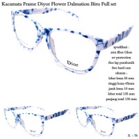 Kacamata branded Frame diyor flower dalmation biru Fullset