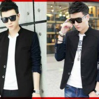 Blazer Jas Jaket Pria Cowok Elegan Korea Keren Casual Hitam Navy Jac