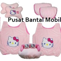 Jual bantal mobil hello kitty 5 in 1 (bantal mobil, sarung jok, car set) Murah