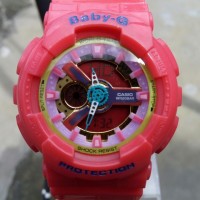 Ready Warna Merah Jam Tangan Wanita Baby-G Casio Dual Time Rubber