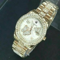JAM TANGAN MEWAH WANITA ROLEX TANGAL RANTAI KUPU-KUPU KW SUPER