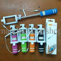 Tongsis Lipat Mini Selfie Stick Tongsis Kabel + Holder U Aneka Warna