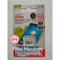 Jual Sandisk Micro Sd 64 Gb / 64Gb Class 10 Speed Up To 48 Mb/s Murah