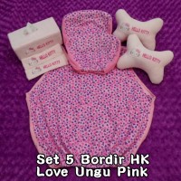 Jual Set Car/Bantal Jok Mobil Hello Kitty/Love/Ungu/Pink 5 in 1 Murah