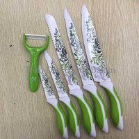 Jual Pisau Dapur Keramik Motif Anti Bacteria Set 6 Pcs Packing Press (Perle Murah