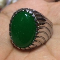 Jual Cincin Titanium Tanam Zebra Batu Giok Hijau HQ Murah