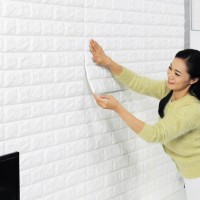 Jual Sticker Wallpaper 3D Motif Bata Putih Stiker Dekorasi Dinding Murah