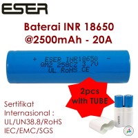Jual Baterai Vapor ESER 2x 2500mAh + TUBE Battery Batere INR 18650 Murah