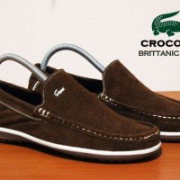 sepatu crocodile slipon brown kulit suede ori handmade