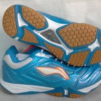 PROMO Sepatu Badminton Lining Turbo Maestro Light Blue White Origina