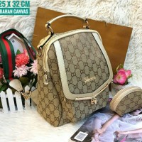 Jual Tas Ransel Kanvas Gucci Wanita Promo Murah Terbaru Limited Warna Krem Murah