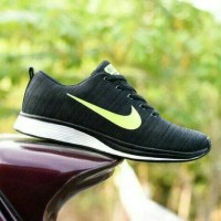 SEPATU NIKE FLYKNIT RACER GRADE ORI/HITAM IJO STABILO/PRIA SPORT LARI