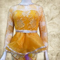 Atasan Kebaya Brokat Peplum Organza Modern