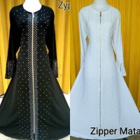Jual gamis abaya zyper / zipper mata putih Murah