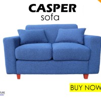 Sofa Casper Blue 2 Seater - Kaki Kayu (Busa Super)