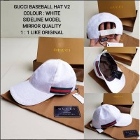 topi GUCCI BASEBALL HAT SIDELINE WHITE V2 MIRROR QUALITY import keren