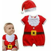 Jual jumper santa / baju natal bayi / romper natal / jumper santa bayi Murah