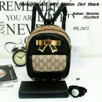 Tas Backpack Wanita Tas Paket Terbaru Tas Pesta Lokal Jam Tangan Black