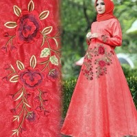 Baju pakaian Wanita Muslim Fashion Gamis Emboss Bordir Laluna