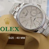 Jam Tangan Pria ROLEX Cellini Date WHITE Dial SILVER Steel - AUTOMATIC