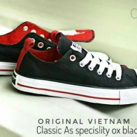 Free Bonus !!! Sepatu Converse Vietnam Unisex Low - Black (Red Inner)