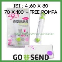 Jual Vacuum Bag, Vakum Bag, isi 4 (2+2) + GRATIS POMPA MANUAL Murah