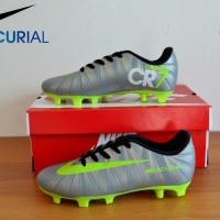 sepatu sepak bola anak nike mercurial CR7 silver green premium terbaru