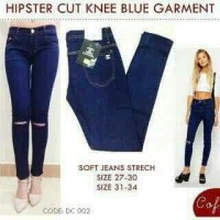 NEW PRODUK Celana jeans wanita blue garment sobek lutut (cut knee)